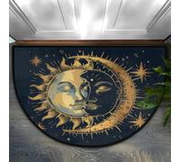 Opuasis Paillasson demi-rond, fantaisie céleste soleil lune | Paillasson d'entrée doux antidérapant pour intérieur, tapis de bienvenue, paillasson semi-circulaire pour la maison