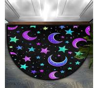 Opuasis Paillasson demi-rond, lune magique et étoile | Paillasson d'entrée doux antidérapant pour intérieur, tapis de bienvenue, paillasson semi-circulaire pour la maison