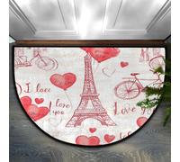 Opuasis Paillasson demi-rond Tour Eiffel Paris Romantique | Paillasson d'entrée doux antidérapant pour intérieur, tapis de bienvenue, paillasson semi-circulaire pour la maison