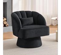 OPULENTHOME Fauteuil pivotant Moderne, rembourré en Velours à 360 °, avec Dossier rayé et Rembourrage en Peluche, Fauteuil Rond Confortable pour Salon, Chambre à Coucher, Coin Lecture