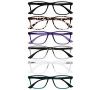 OPULIZE NYX Lunette anti lumiere bleue femme & homme - Lunette Loupe Ecran/Gaming - Lot de 6 - Anti-éblouissement, UV400 - Rectangulaire - Noir Marron Violet Gris Translucide Turquoise - + 2,00