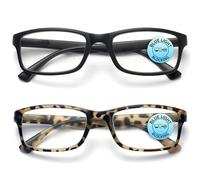 OPULIZE PEP Lot de 2 lunettes de lecture bloquant la lumière bleue, marron mat écaille de tortue + 1,5