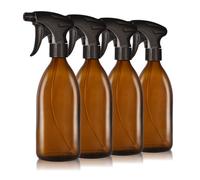 Oputec lot de 4 pulvérisateurs en verre 500ml - flacon spray vide pour plantes, fleurs et nettoyage