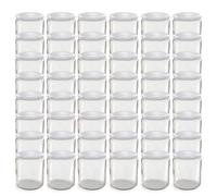 Oputec Lot de 48 bocaux de 405 ml avec couvercle à visser TO 82 blanc - Parfait pour les confitures, les confitures et plus encore, grands bocaux avec couvercle, idéal comme pots à confiture et bocaux