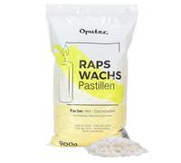 Oputec Pastilles de cire de colza de 900 g : cire de couleur crème claire - Fabrication de bougies soi-même - Moulage de bougies en cire naturelle - Fabrication et remplissage de vos propres bougies