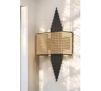 Opviq Applique murale élégante avec corps en métal et capuchon en tissu, 65 cm de hauteur, noir et beige | 1 LED 3,15 W, alimenté par piles, IP20 | Parfait pour la décoration moderne