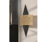 Opviq Applique murale élégante avec corps en métal et capuchon en tissu, 65 cm de hauteur, noir et beige | 1 LED 3,15 W, alimenté par piles, IP20 | Parfait pour la décoration moderne