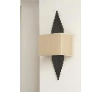 Opviq Applique murale élégante avec corps en métal et capuchon en tissu, 65 cm de hauteur, noir et crème | 1 LED 3,15 W alimentée par piles, IP20 | Parfait pour la décoration moderne