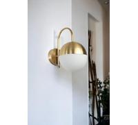 Opviq Applique murale élégante avec corps en métal et capuchon en verre, 15 cm de diamètre, LED 3 W, or et blanc, alimentée par piles, IP20, parfaite pour la décoration moderne