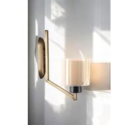 Opviq Applique murale élégante avec corps en métal et capuchon en verre, doré et crème, hauteur 40 cm | 1 LED 3,15 W alimentée par batterie, IP20 | Éclairage élégant pour la décoration de la maison