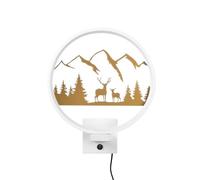 Opviq Applique murale élégante, blanc et or, 30 x 36 x 10 cm | 100% métal, indice de protection IP44, max. 12 W, câble de 200 cm, interrupteur marche/arrêt, idéal pour un design moderne