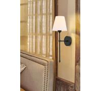 Opviq Applique murale élégante, noir et crème, hauteur 60 cm, corps en métal, capuchon en tissu, 1 LED 3,15 W, 4500 K, alimenté par piles, IP20, interrupteur marche/arrêt | décoration moderne
