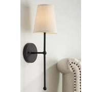 Opviq Applique murale élégante, noir et crème, hauteur 60 cm, corps en métal, capuchon en tissu, 1 LED 3,15 W, 4500 K, alimenté par piles, IP20, interrupteur marche/arrêt | décoration moderne
