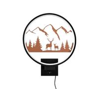 Opviq Applique murale élégante, noir et cuivre, 30 x 36 x 10 cm | 100% métal, indice de protection IP 44, max. 12 W, câble de 200 cm, interrupteur marche/arrêt | Idéal pour un décor rustique et