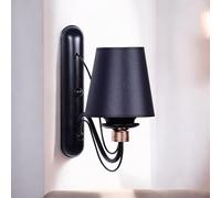 Opviq Applique murale noire élégante, corps en métal et capuchon en tissu, hauteur 30 cm, 1 LED 3,15 W, alimentée par piles, IP20, parfaite pour la décoration moderne et l'ambiance