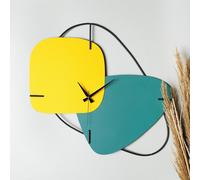 Opviq, Brésil - Jaune, horloge murale décorative en métal, 100 % MÉTAL, verte, 58 x 58 cm