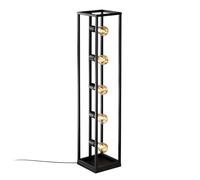 Opviq Lampe de sol noire, élégante, corps en métal, 21 x 21 x 102 cm, câble de 250 cm, interrupteur marche/arrêt, 5 ampoules E27 max. 40 W, idéal pour les salons et les chambres modernes
