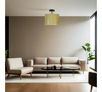 Opviq Lustre élégant avec corps en métal et capuchon en bambou, diamètre 30 cm, hauteur 30 cm, culot E27, max. 40 W, vert et noir, parfait pour la décoration moderne