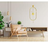 Opviq, Mclock-00105, horloge murale décorative en métal, dorée, 100 % MÉTAL, 28 x 7 x 80 cm
