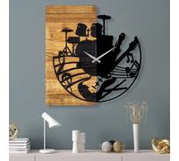 Opviq, Wooden Clock 33, horloges murales, noyer, métal, 60 x 58 x 3 cm