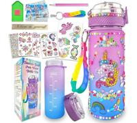 OPVXZAD Licorne Bricolage Gourde,Bouteille à Eau à Décorer Soi-même avec Autocollants Strass et Accessoires,600ML,Bouteille Peinture au Diamant Fait Main pour École Plein air Cadeaux