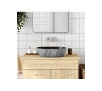 vidaXL Vasque à poser ovale céramique 47x33x13 cm noir et gris
