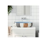 vidaXL Vasque à poser Multicolore Ovale 59x40x14 cm Céramique