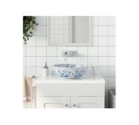 vidaXL Vasque à poser ronde Céramique blanc et bleu Ø41×14 cm