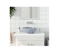 vidaXL Vasque à poser ronde Ø41x14 cm en céramique Blanc et bleu
