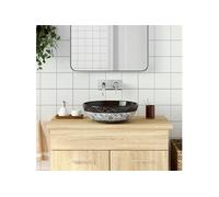 Opzetwasbak rond Î¦41x14 cm keramiek zwart en blauw155063