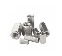 OQATNXUR Lot de 1/2/5 écrous hexagonaux M5 M6 M8 M10 M12 A2-70 en acier inoxydable 304 DIN6334 pour tige longue (2 écrous M8 x 13 x 35 mm)