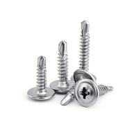 OQATNXUR Lot de 10 vis taraudeuses cruciformes auto-perceuses en acier inoxydable plaqué zinc M4.2 M4.8 pour tôle de bois (acier inoxydable 410, 32 mm _ M4.2 10 pièces)