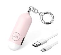 OQIMAX Alarme Personnelle Anti Agression, Alarme de Poche 130dB avec Torche Signal Flash d'urgence , Rechargeable USB, LED Lampe, Porte Clef Alarmes pour Femme/Enfants/Personnes âgées - Rose