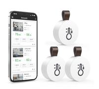OQIMAX Thermomètre Hygromètre Intérieur Bluetooth, Capteur de Moniteur de Température avec App, Stockage de Données, Thermomètre Connecté, Mini Thermometre d'ambiance pour Maison, Bureau, 3PCS