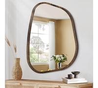 Or miroir asymétrique grand 50 x 40 CM irrégulier ovale miroir mural cadre en bois moderne forme Unique vanité murale miroir artistique décoratif pour salon chambre à coucher salle de bains entré