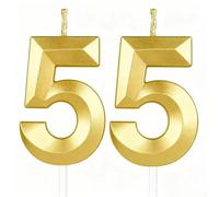 Or profond bougies d'anniversaire en forme de chiffre 55, 3D bougies Or profond décoration de gâteau,décoration de gâteau pour fête d'anniversaire, mariage,bougie d'anniversaire pour gâteau