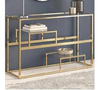 (Or) Table Console，VIDAXL,Armoire haute de salon, table d'appoint doré acier inoxydable et verre trempé Mgnifique582496