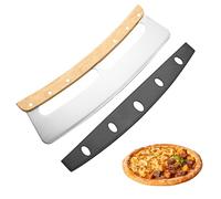 ORAGKE Coupe Pizza Professionnel 35 cm, Couteau à Pizza Inox avec Manche en Bois et Couvre-Lame, Trancheuse à Pizza pour Cuisine et Restaurants, Lame Super Tranchante et Durable