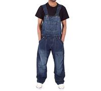 ORANDESIGNE Salopette Homme Vintage Coupe Régulière Multipoches de Travail Salopette Jeans Pantalon en Denim Slim Jumpsuit Dungarees Streetwear B Bleu Foncé XL