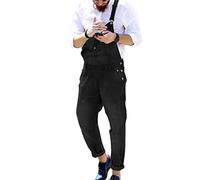 ORANDESIGNE Salopette Homme Vintage Coupe Régulière Multipoches de Travail Salopette Jeans Pantalon en Denim Slim Jumpsuit Dungarees Streetwear K Noir S