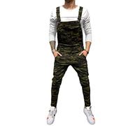 ORANDESIGNE Salopette Homme Vintage Coupe Régulière Multipoches de Travail Salopette Jeans Pantalon en Denim Slim Jumpsuit Dungarees Streetwear E Camouflage L