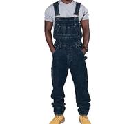 ORANDESIGNE Salopette Homme Vintage Coupe Régulière Multipoches de Travail Salopette Jeans Pantalon en Denim Slim Jumpsuit Dungarees Streetwear C Bleu Foncé M