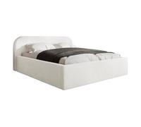 Orane - lit coffre - 180x200 cm - en tissu bouclette - Blanc