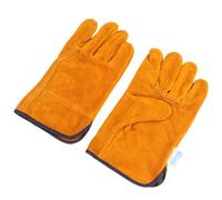Orange Moufles de Protection en Cuir de Vache, Anti-brûlure, Soudure | Courts, Résistants à L’usure, Protection des Mains, Absorbent la Sueur, pour Animaux et Soudage