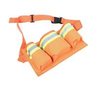 Orange Pochette à Outils de Ceinture Oxford, Réfléchissante Réglable | Bandes Haute Visibilité, Poches en Maille Élastique, Usage Nocturne, pour Agents D’entretien et Nettoyage