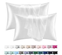 Orange Wave Taie Oreiller Satin 40x80 Lot de 2 - Similaire Aux Taies d'oreillers en Soie, Premium Housse de Coussin 40x80 certifié Oeko-Tex Respirant et Hypoallergénique Deux Faces en Soie,Blanc crème