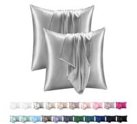 Orange Wave Taie Oreiller Satin 65x65 Lot de 2 - Similaire Aux Taies d'oreillers en Soie, Premium Housse de Coussin 65x65 Respirant et Hypoallergénique Deux Faces en Soie,Blanc crème (Gris, 65x65 cm)