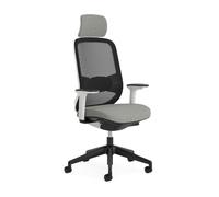 Orangebox Chaise de Bureau Ergonomique, Do Better, têtière, Gris Pierre | Maille technique, accoudoirs réglables en hauteur, réglages du siège, roulettes tous sols, jusqu'à 150 kg