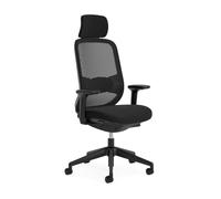 Orangebox Chaise de Bureau Ergonomique, Do Better, têtière, Noir | Maille technique, accoudoirs réglables en hauteur, réglages du siège, roulettes tous sols, jusqu'à 150 kg