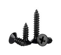 ORANXIN M2 x 8mm 100 Pcs Acier inoxydable 304 Croix Fraisée Vis à bois Plaqué zinc noir Auto forage Tête plate Vis autotaraudeuses